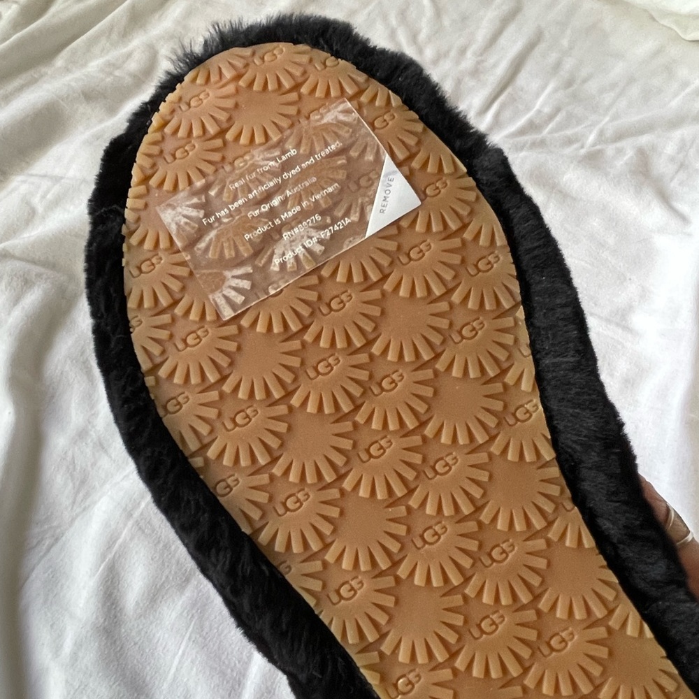 Ugg nwot black fur slang back slippers - Picture 5 of 10